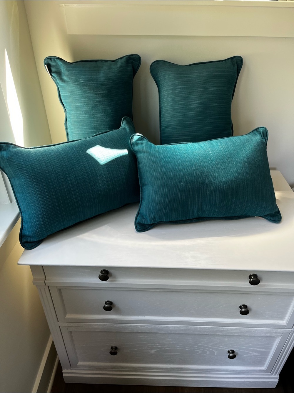 Set of 4 Teal Accent Throw Pillows - Plush Home Accents